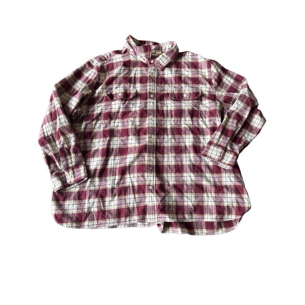 Levi’s lightweight plaid flannel 4XL maroon and cream